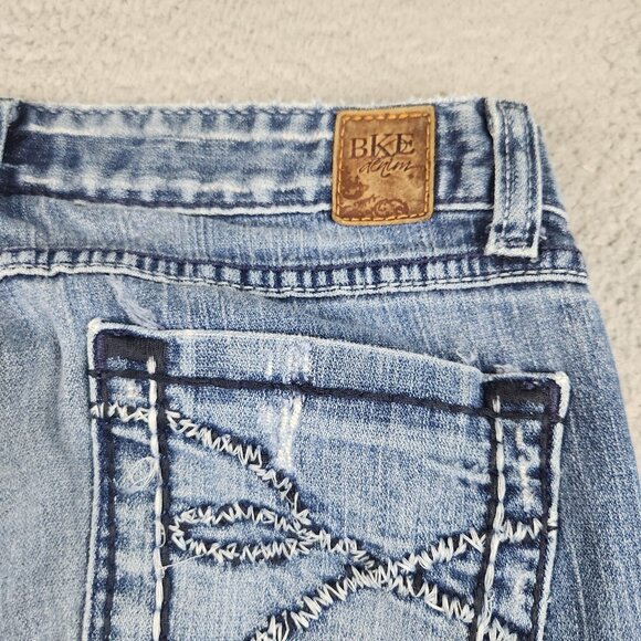 BKE Denim Jeans Womens 29 Blue Sabrina Boot Low Rise Thick Stitch Pocket Stretch - Picture 10 of 11
